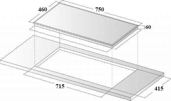  Kích thước bếp và kích thước khoét đá lắp đặt bếp điện từ Eurosun EU-TE882G