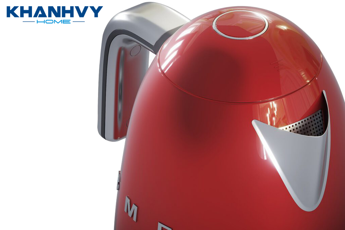 Ấm đun nước SMEG KLF03RDEU 535.43.679 tích hợp hệ thống mở nắp giảm chấn vô cùng hiện đại