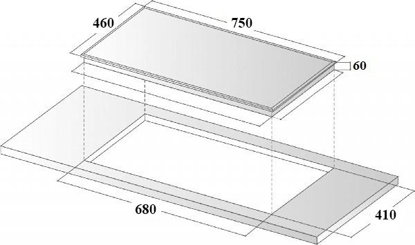  Kích thước bếp và kích thước khoét đá lắp đặt bếp điện từ Eurosun EU-TE887G