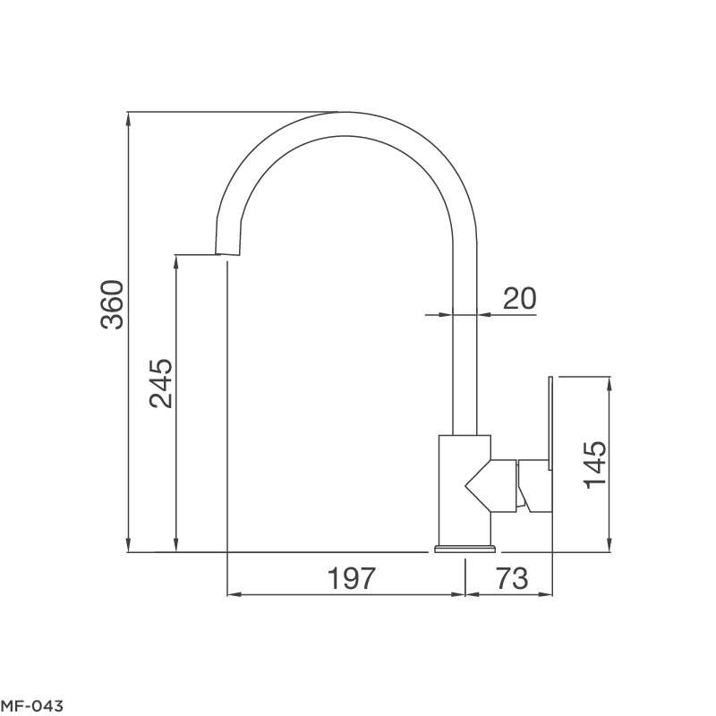 Thông số kích thước vòi rửa chén Malloca MF-043