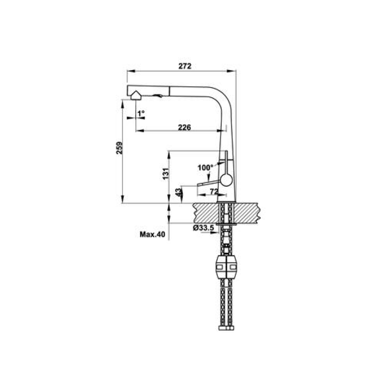 Thông số kích thước vòi rửa chén Hafele HYDROS HT-C295 570.82.300