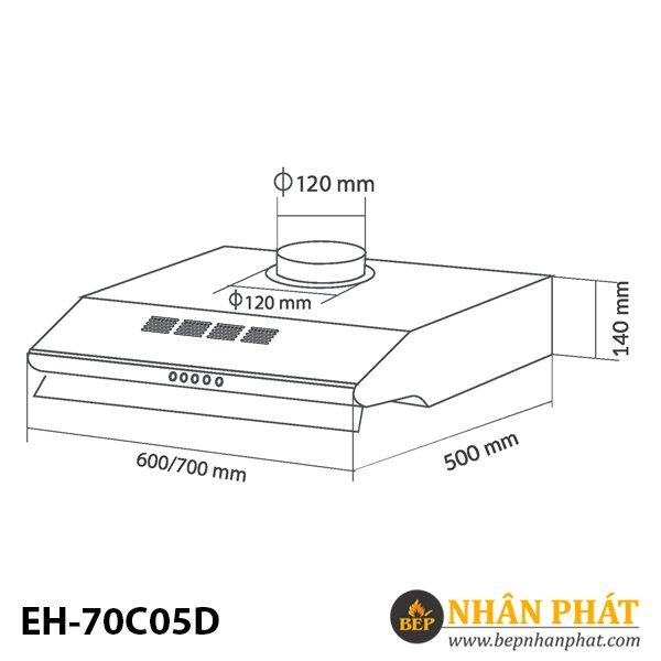 Thông số kích thước máy hút mùi Eurosun EH-70C05D