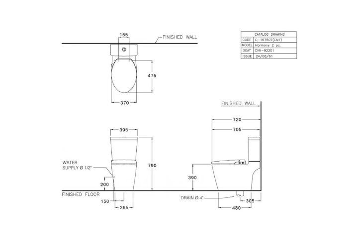 Bàn cầu 2 khối Cotto C167507(CN1) nắp rửa cơ