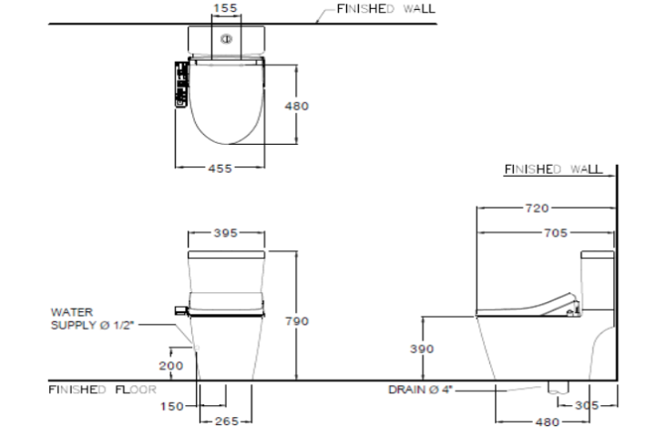 Bàn cầu 2 khối Cotto C167507(CV3) nắp rửa điện tử