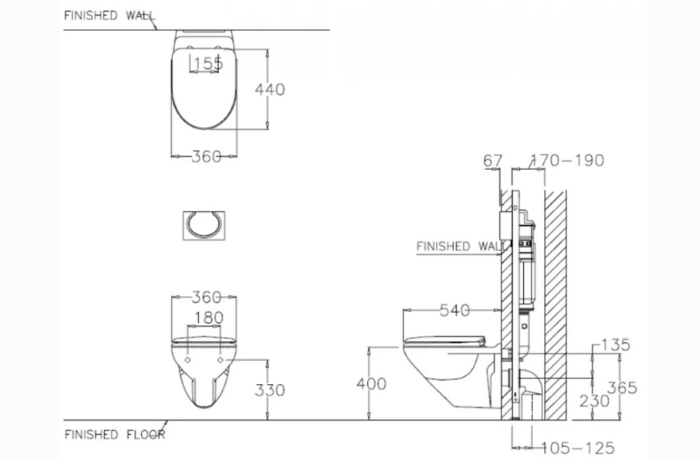 Bàn cầu treo tường nắp đóng êm Cotto SC199(F)