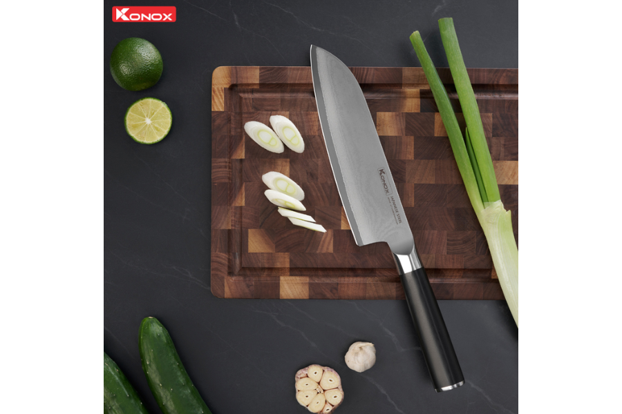 Dao đa năng Konox thép Nhật Eiko Santoku