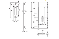 Thân khóa chốt chết Hafele 911.22.274 =KL inox mờ