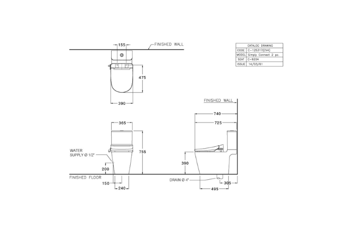 Bàn cầu 2 khối Cotto C125317 nắp đóng êm