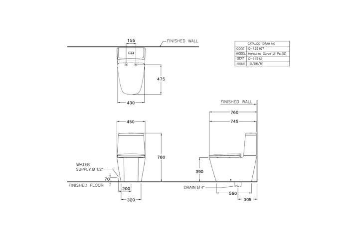 Bàn cầu 2 khối Cotto C135107 nắp đóng êm