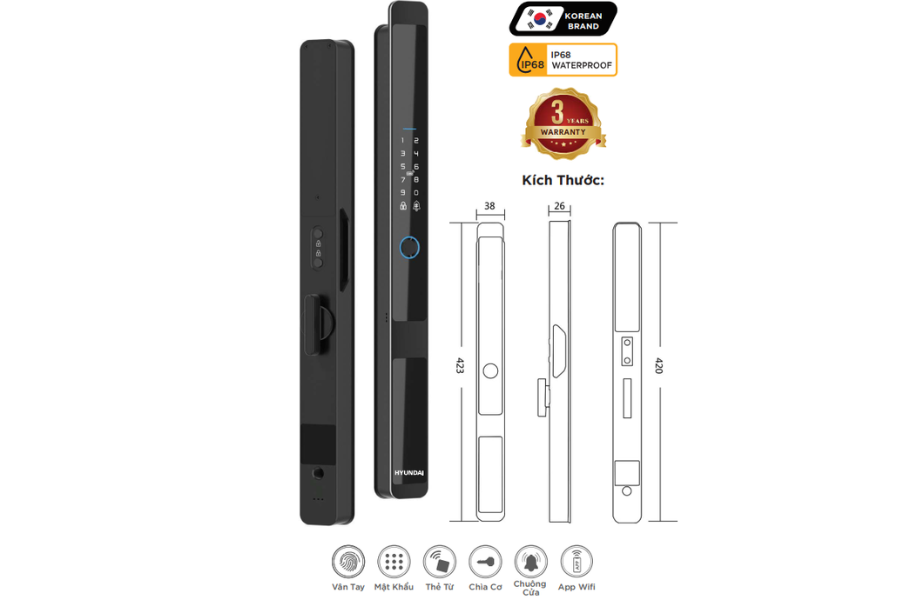Khóa điện tử Hyundai HY-SLS005 Black