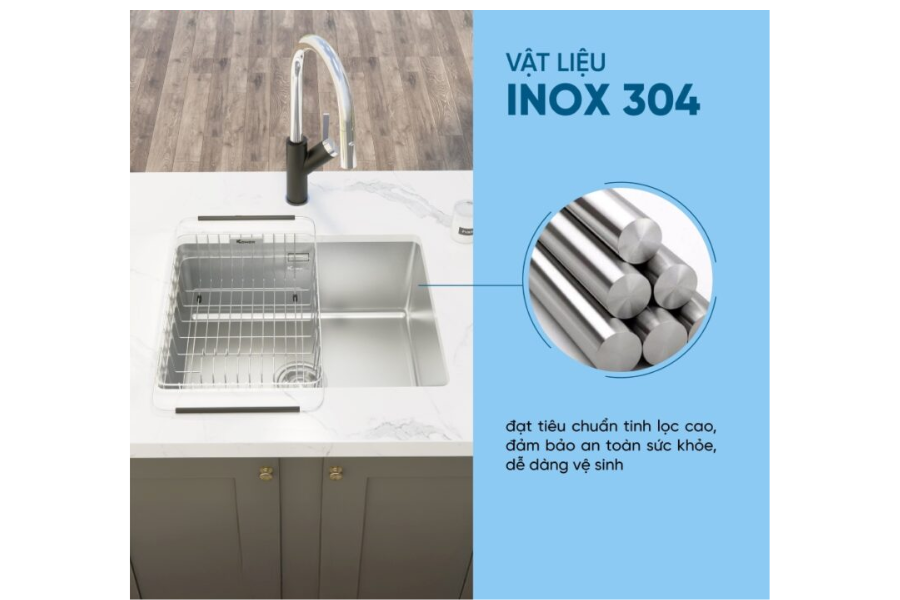 Chậu rửa bát 1 hố chống xước KN6044SU Dekor