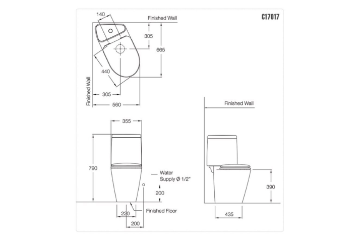 Bàn cầu 2 khối Cotto C17017 nắp đóng êm