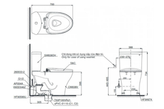 Bàn cầu hai khối TOTO CS838CDW12 nắp rửa điện tử WASHLET