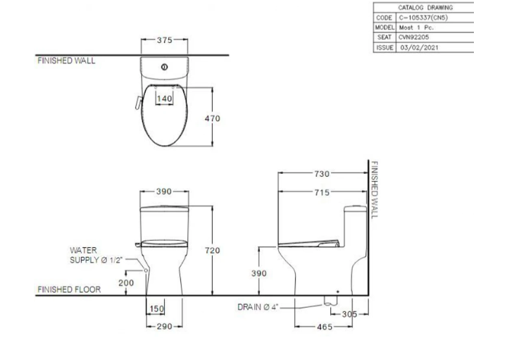 Bàn cầu 1 khối Cotto C105337(CN5) nắp rửa cơ