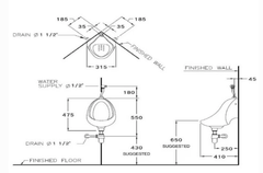 Tiểu nam Cotto C305 treo tường Angle