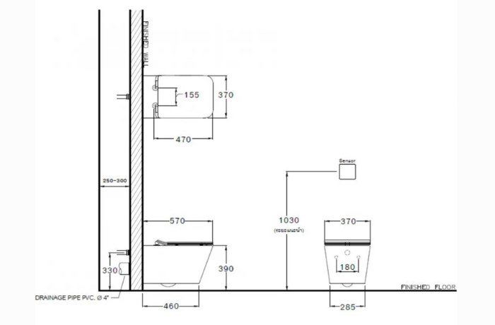Bàn cầu treo tường nắp đóng êm Cotto SC197627(T)