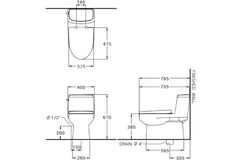 Bàn cầu 1 khối Cotto C1142(CN1) nắp rửa cơ
