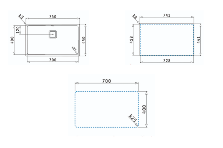 Chậu rửa chén inox Pyramis 101024901 LUME (74X44) 1B