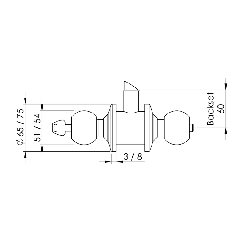 Tay nắm tròn Imundex 704.13.165 1 đầu bấm và 1 đầu chìa inox 304