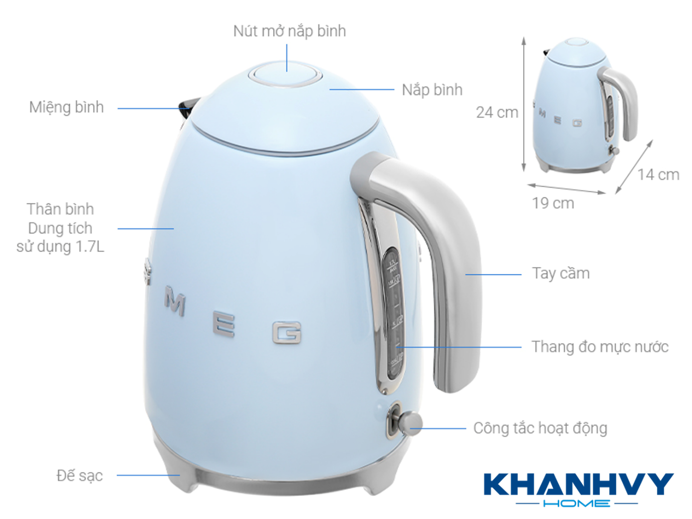 Thông số của sản phẩm ấm đun nước SMEG KLF03PBEU 535.43.678