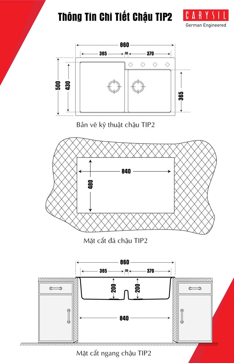Chậu rửa chén TIP2 (06) sơ đồ