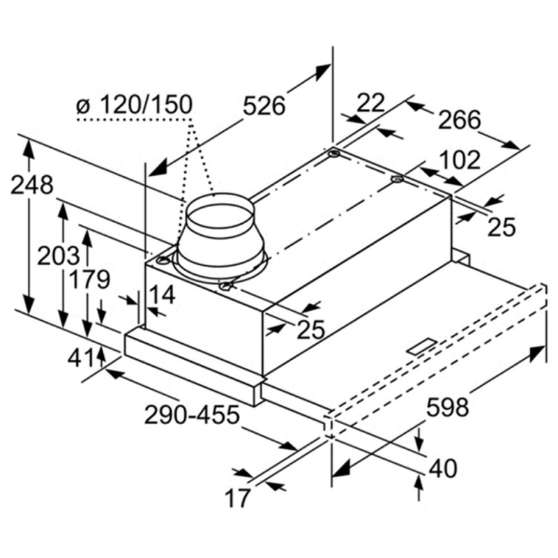 Các thông số của máy hút khử mùi âm tủ Bosch DFM064W50