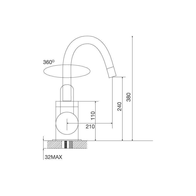 Thông số kích thước vòi Đồng Thau Mạ Chrome K119T1