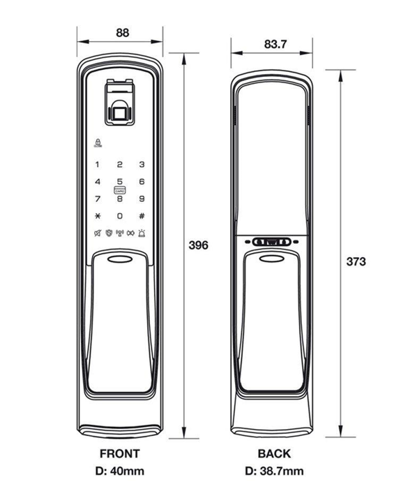 Khóa điện tử Hafele EL9500-TCS 912.05.315 sơ đồ