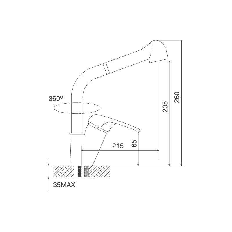 Thông số kích thước vòi Đồng Thau Mạ Chrome K119T4