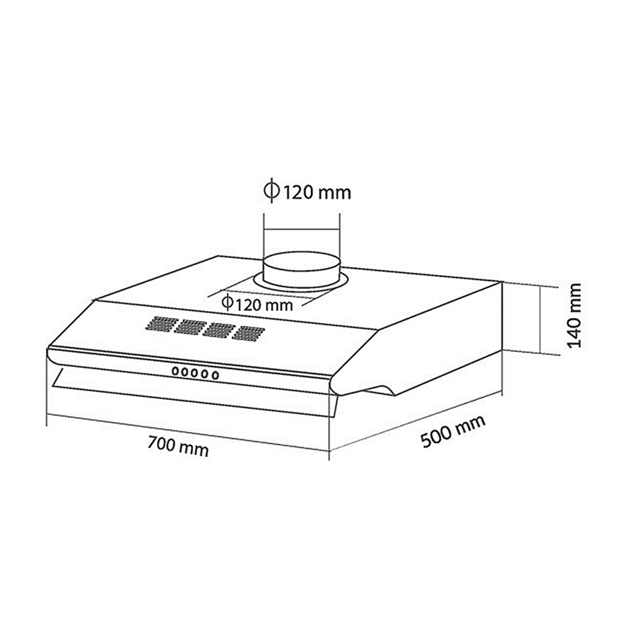 Thông số kích thước máy hút mùi Eurosun EH-70C18S