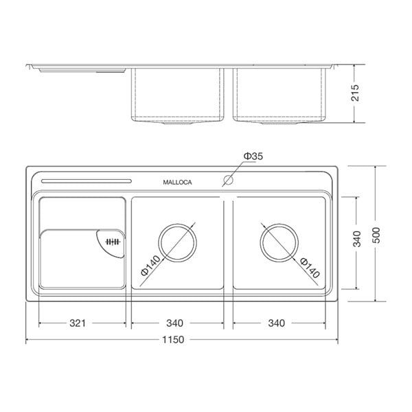 Chậu rửa chén Malloca MS 8816 N