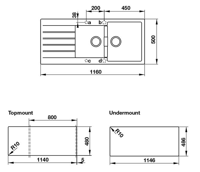 Chậu rửa chén HS-GDD11650 570.35.370 sơ đồ
