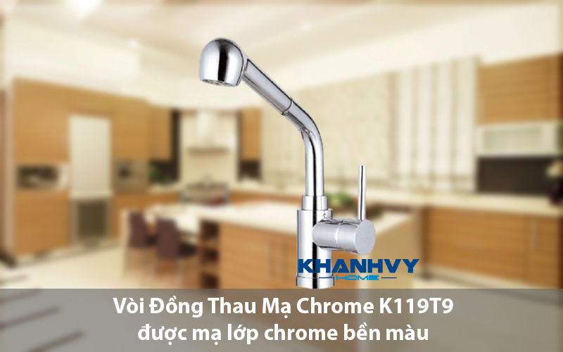 Vòi Đồng Thau Mạ Chrome K119T9 được mạ lớp chrome bền màu