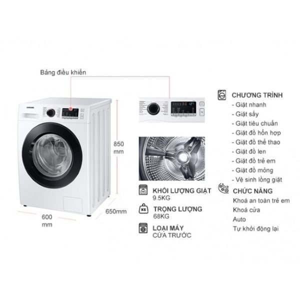 Máy giặt sấy thông minh Samsung WD95T4046CE/SV