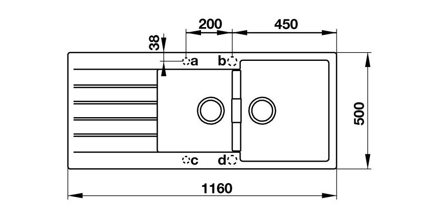 chậu rửa chén HAFELE HS-GDD11650 570.35.470 sơ đồ