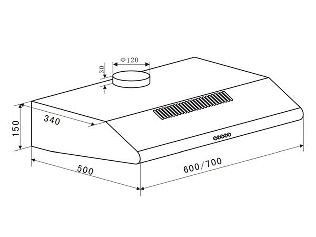 Thông số kích thước máy hút mùi Eurosun EH-70CF19B