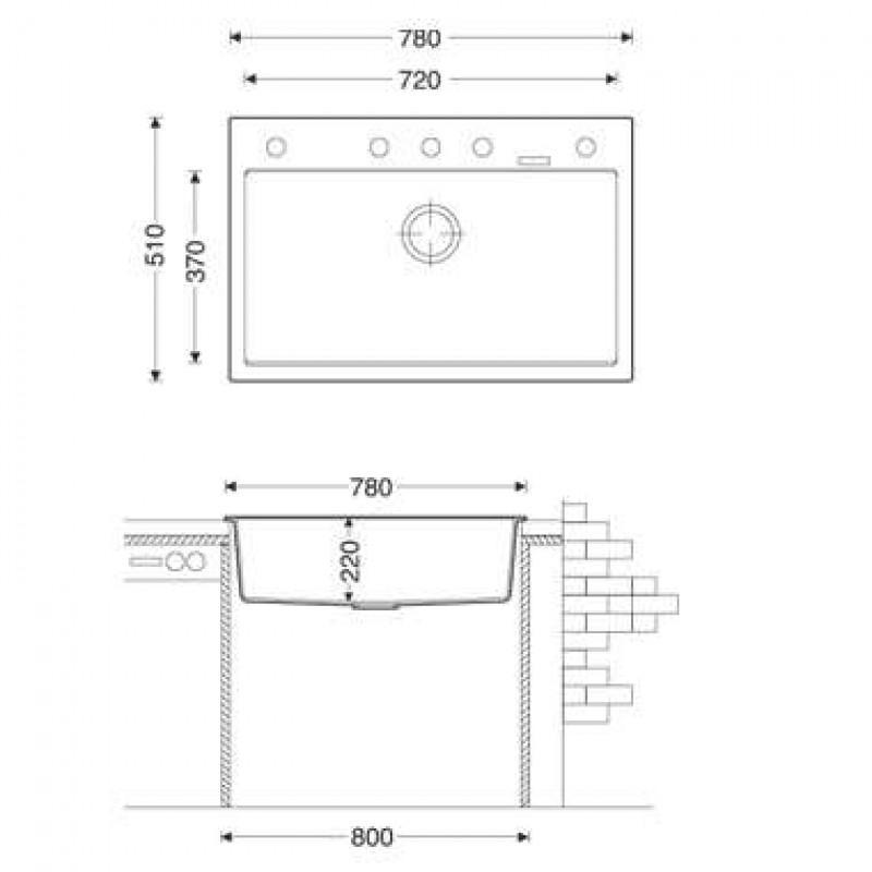 Chậu rửa chén WAL2 Nera (03) sơ đồ