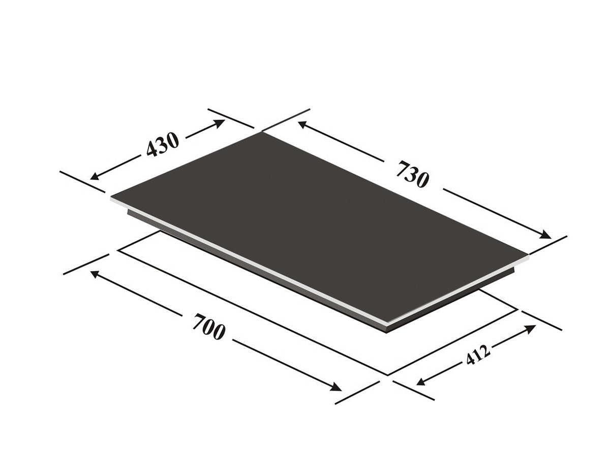  Kích thước bếp và kích thước khoét đá lắp đặt bếp điện từ Eurosun EU-T702PLUS