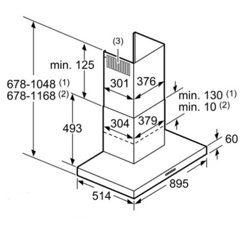 Các thông số của máy hút khử mùi Bosch DEE928BSG