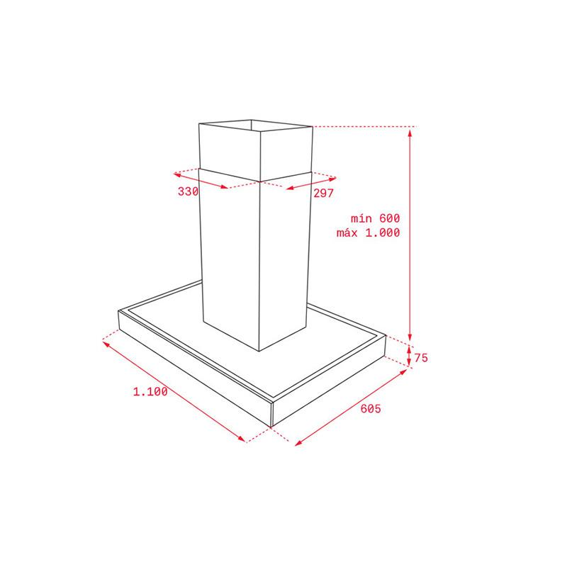 Kích thước lắp đặt máy hút mùi Teka DPL 1185 ISLAND 40483172