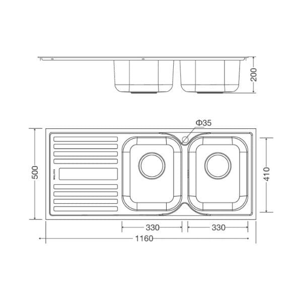 Chậu rửa chén Malloca MS 1025L NEW