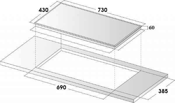  Kích thước bếp và kích thước khoét đá lắp đặt bếp điện từ Eurosun EU-T885G