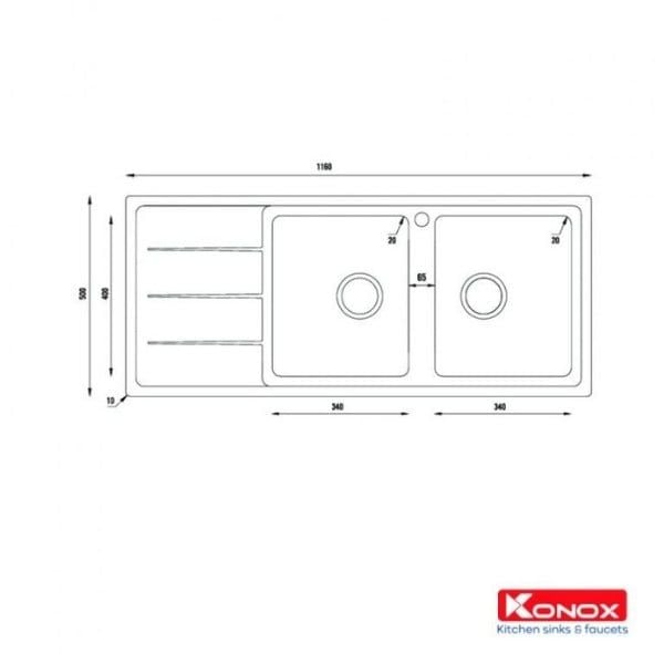 Chậu rửa bát Konox Turkey Sink Beta 1160 Right
