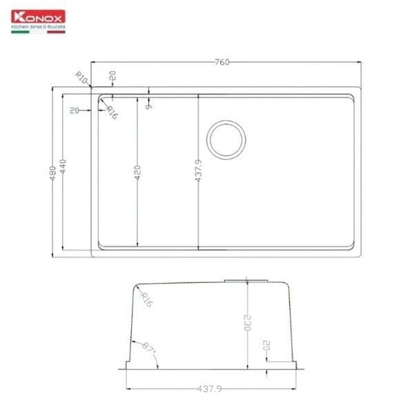 Chậu rửa bát chống xước Konox TARI 7648SR