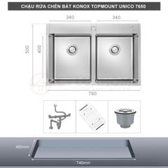 Chậu rửa bát Konox Topmount Sink Unico 7650