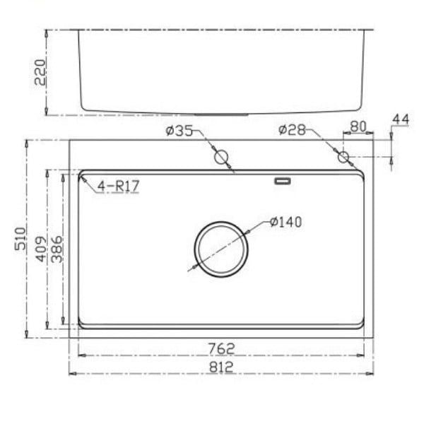 Chậu rửa bát Konox Top Mount Sink KN8151TS Dekor Full