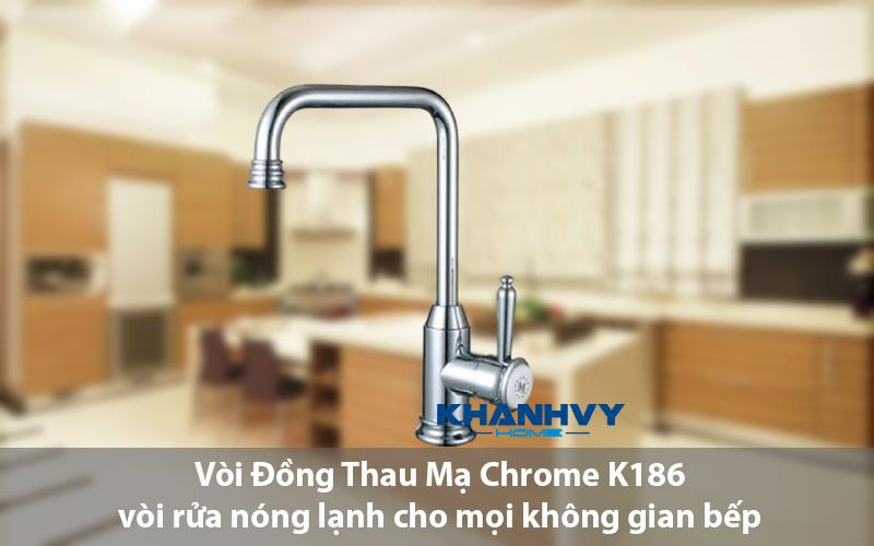Vòi Đồng Thau Mạ Chrome K186 - vòi rửa nóng lạnh cho mọi không gian bếp