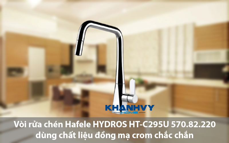 Vòi rửa chén Hafele HYDROS HT-C295U 570.82.220 dùng chất liệu đồng mạ crom chắc chắn