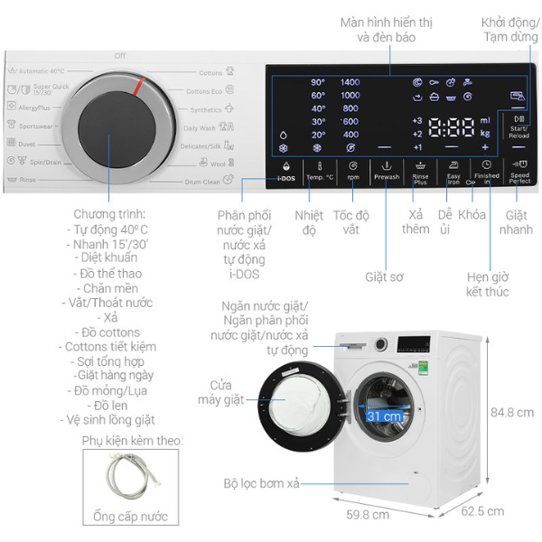 Máy giặt Bosch WGG244A0SG 9kg- Serie 6