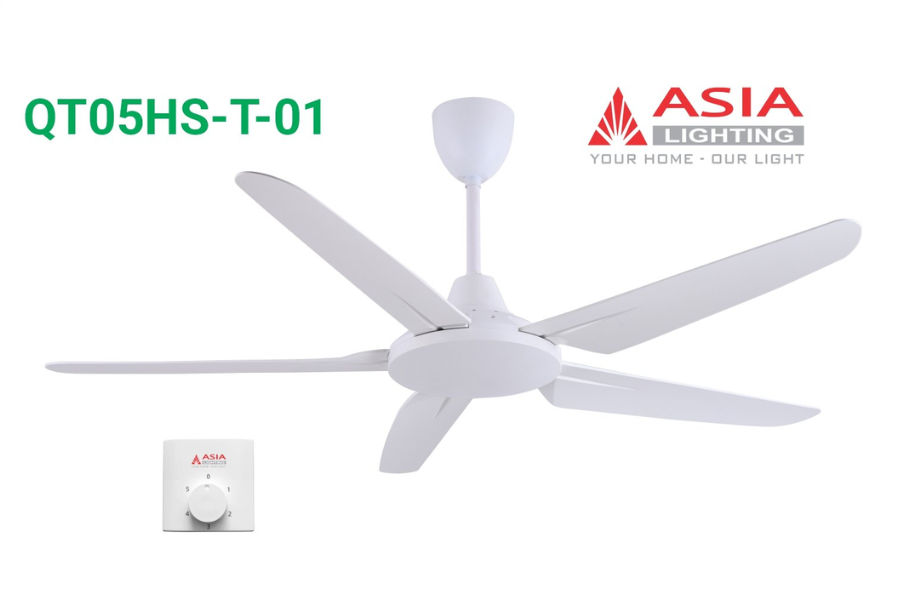 Quạt trần Asia Lighting QT05HS-T-01 5 cánh màu trắng sang trọng